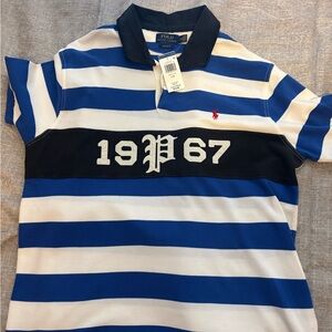 Ralph Lauren Blue and White Striped Polo Shirt